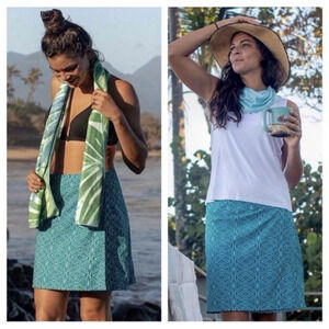 Rip Skirt Hawaii Playa Ocean Teal & White Beach CoverUp Wrap Skirt Size Large